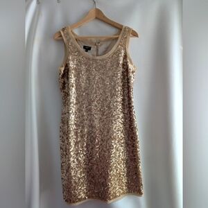 Talbots Gold Sequin Sleeveless Silk Mini Dress 8P